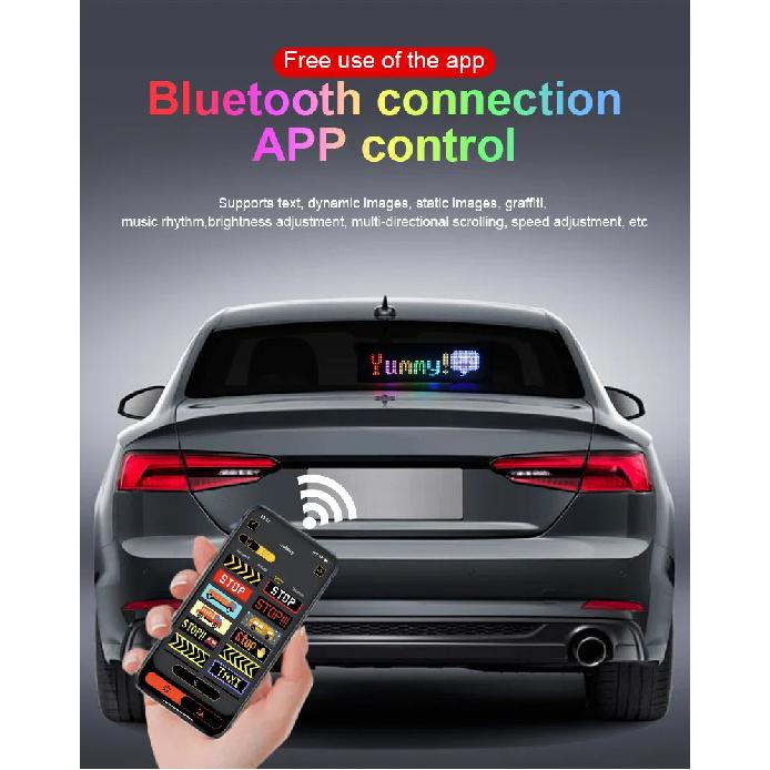 Scrolling Advertising LED Sign Display USB RGB Car App Control Bluetooth Custom Logo Display Text Pattern Animation Programmable