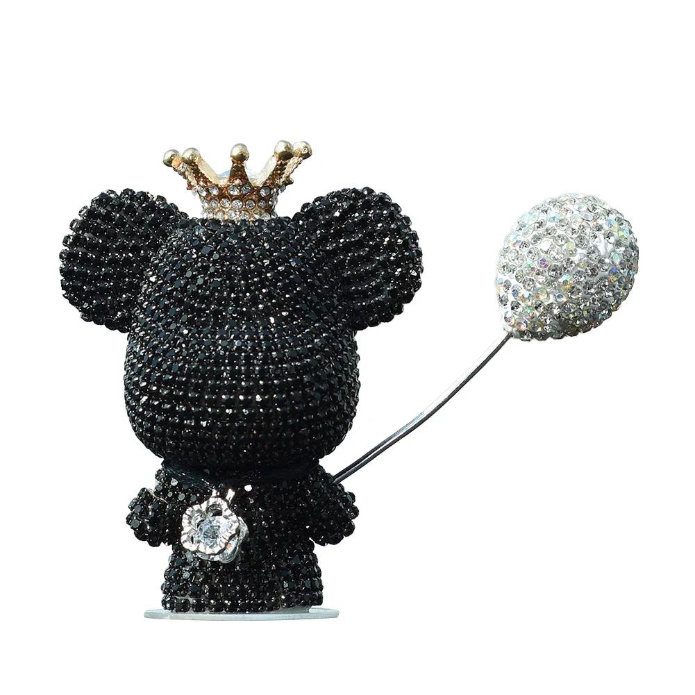 Милое украшение для салона автомобиля, украшение в виде медведя из стразов для приборной панели автомобиля, кукла-шар, украшение для украшения комнаты, подарок на стол