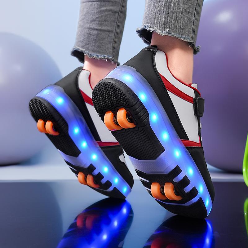 Роликовые ботинки для девочек, четырехколесные, светодиодные фонарики, обувь для скейтборда, обувь для мальчиков