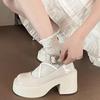 Fashion Women's Chunky Heel Mary Janes Shoes Spring Round Toe Pumps Platform Shoes for Women Dress Students Women's Lolita Heeled Shoes