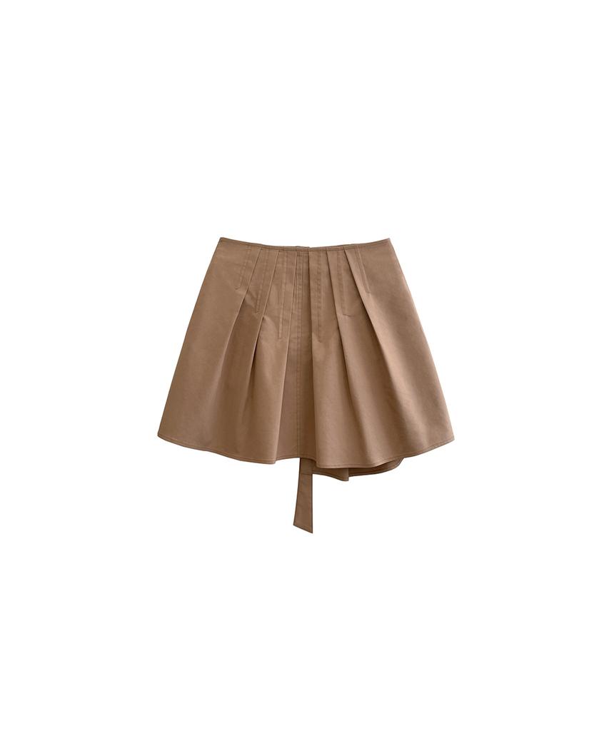 Meuameu Pin Tuck Sleeveless Crop Shirt Set-Up