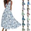 Women's Fashion Casual Loose V-Neck Sleeveless Printed Dresses