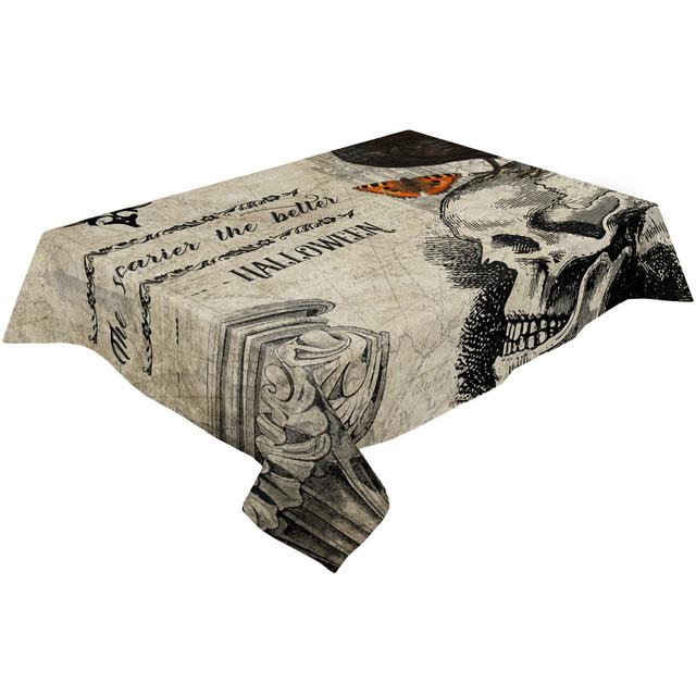 Скатерть со скелетом ворона на Хэллоуин, водонепроницаемая, для свадебной вечеринки, обеденный стол, прямоугольная скатерть, украшение кухни