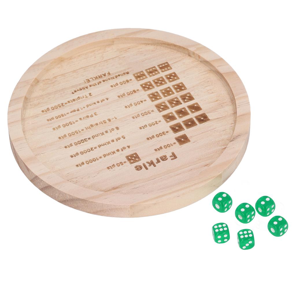 Farkle Dice Tray Improve Math Skills Wooden Classic Dice Game Tray for Family Game Round 18cm