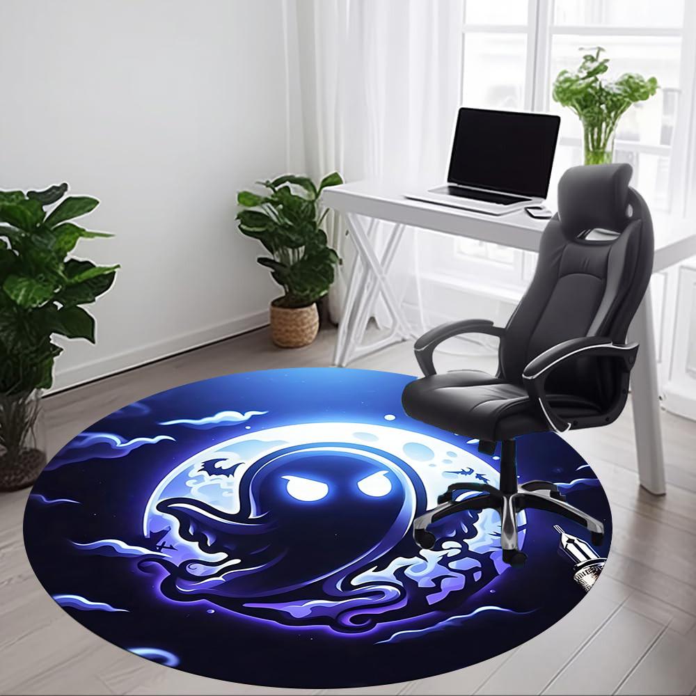 1pc Moon Ghost Office Round Area Rug, Under Office Chairs Bedroom Living Room Home Decor, Room Deco, Available in Various Sizes