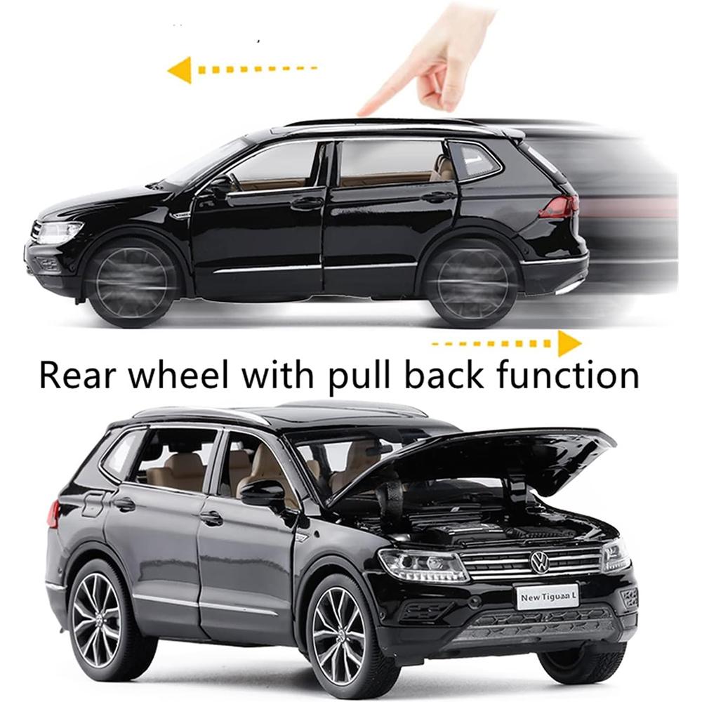 Масштаб 1/32 Tiguan L, литая под давлением модель автомобиля из сплава, модель игрушечного автомобиля со звуком и светом, детская игрушка-автомобиль с откидной спинкой, выставки коллекций праздничных подарков