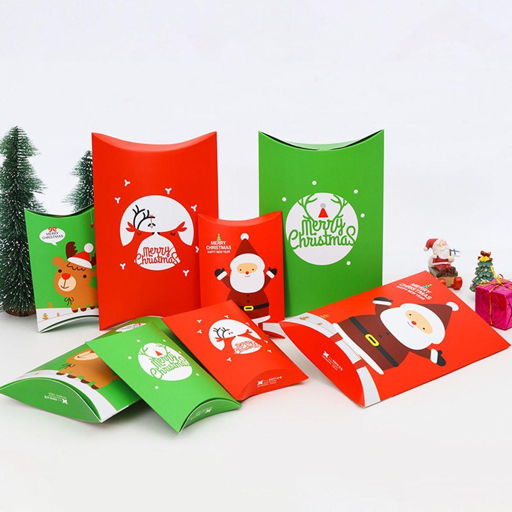 5/10PCS Cute Party Present pouch Kraft Gift Bag Christmas Paper Candy Boxes Pillow Shape