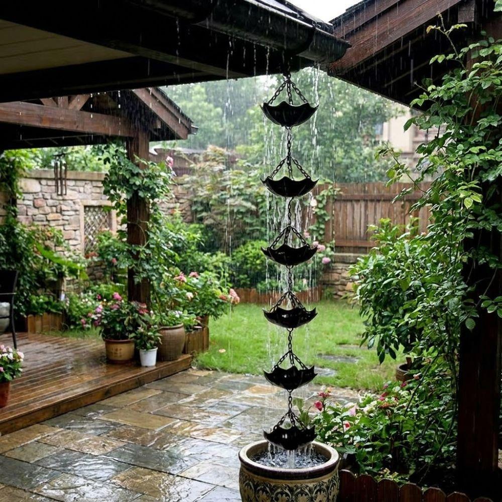 Weather Resistant Rain Chain for Gutters Japanese Style Eaves Water Drainage Chain Villa