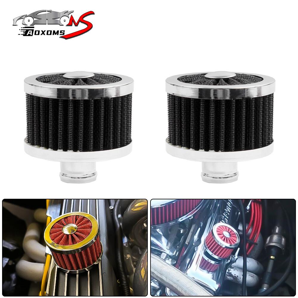 2pcs Black Universal 23mm Car Push In High Flow Vent Valve Cover Breather Filter