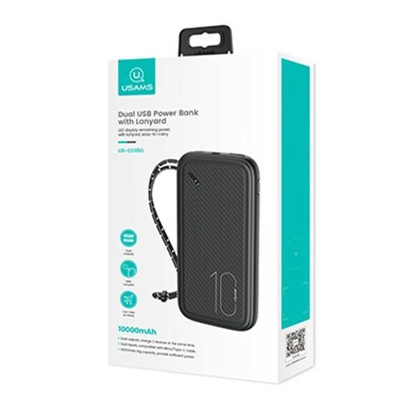 USAMS Powerbank PB56 10000mAh 2xUSB /USB-C / MicroUSB Fast Charge black/black 10KCD15001 (US-CD150)