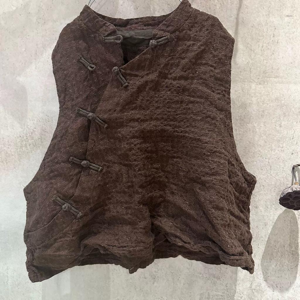 Johnature Women Vintage Vests Tops Autumn Solid Color Button Chinese Style High Quality Female Tops