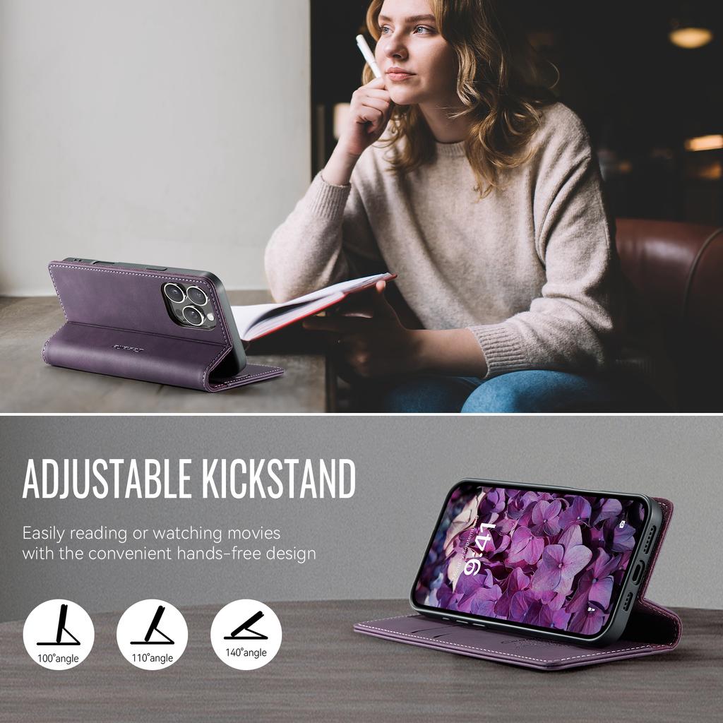 Кожаный чехол-книжка с карманом для карт для iPhone 17 16 15 14 Plus 13 12 11 Pro Max с магнитной подставкой и противоударной крышкой