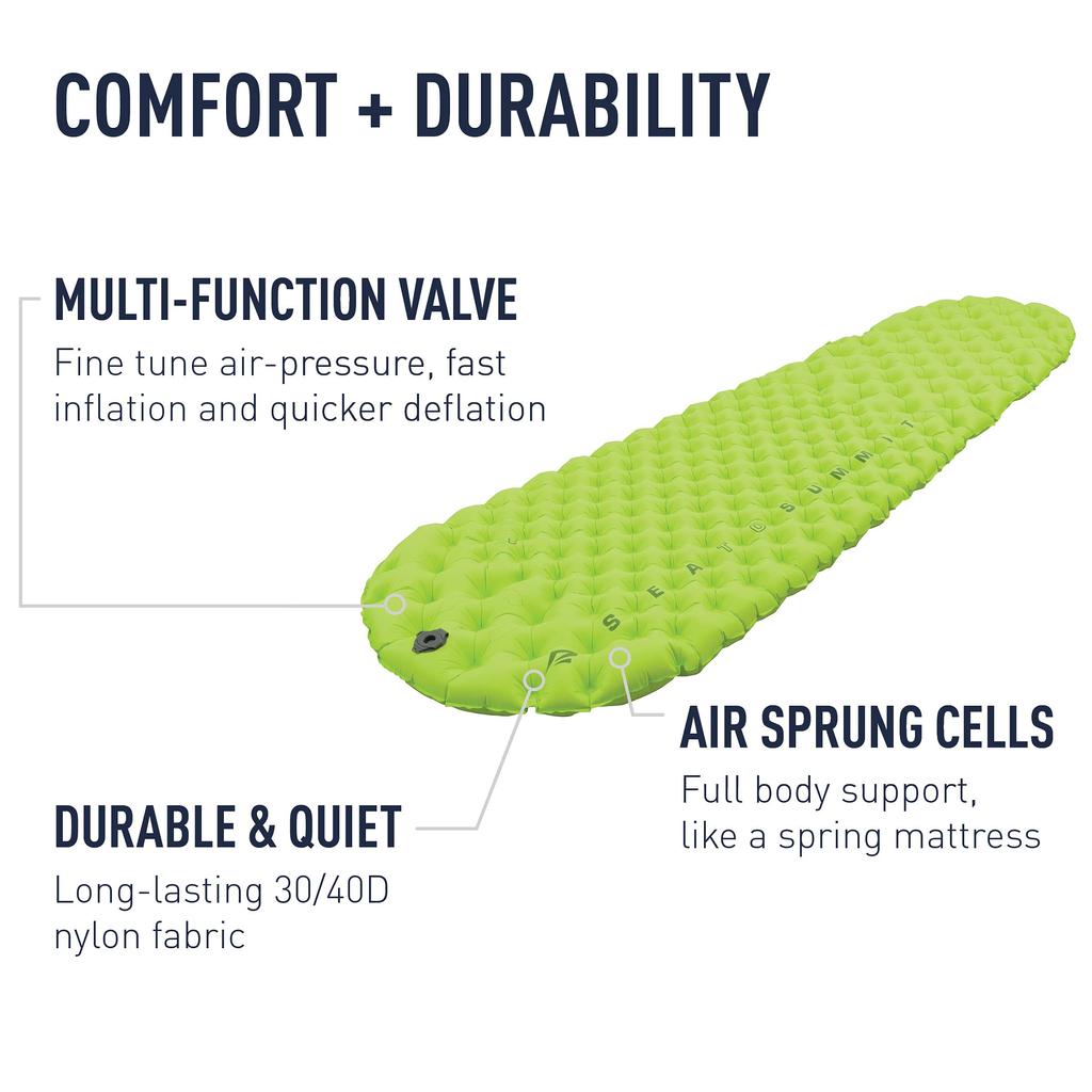 Легкий утепленный спальный коврик Sea to Summit Comfort для пешего туризма и кемпинга, стандартный (72 x 21,5 x 2,5 дюйма)