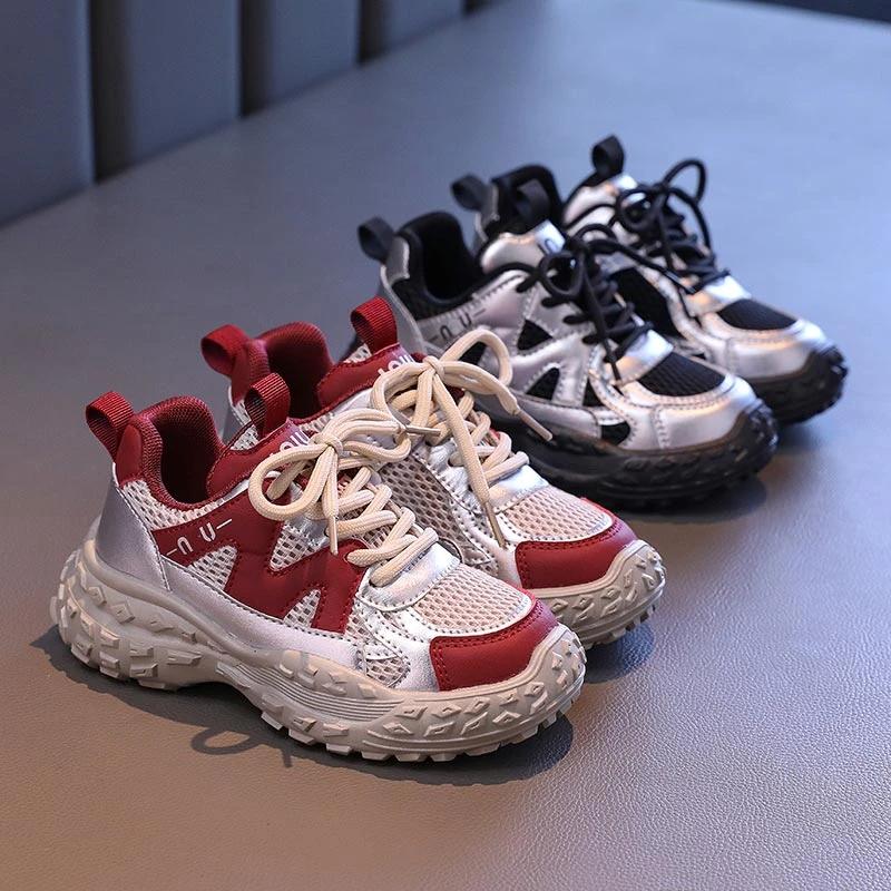 2024 Осень Новые Детские Кроссовки Девочки Модные Кроссовки Громоздкие Кроссовки Мальчики Дышащая Нескользящая Повседневная Обувь Мягкая Детская Прогулочная Обувь