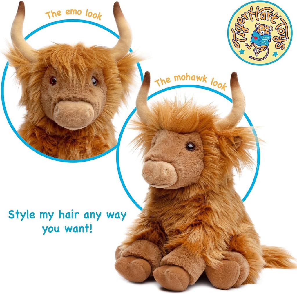 VIAHART Highland Cow Henry Plush Toy, Brown, Medium (Approx. 29cm), Fluffy Cow Plush Toy, Hand Washable, Gift Item