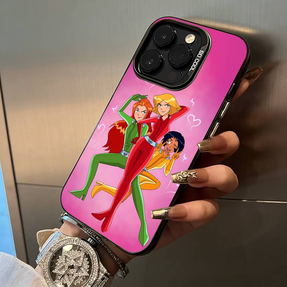 Classic animation T-Totally- Spies For iPhone 17 16 15 14 13 12 11 Pro Max XS  17 Air Silicone Colored Silver Bumper Cover