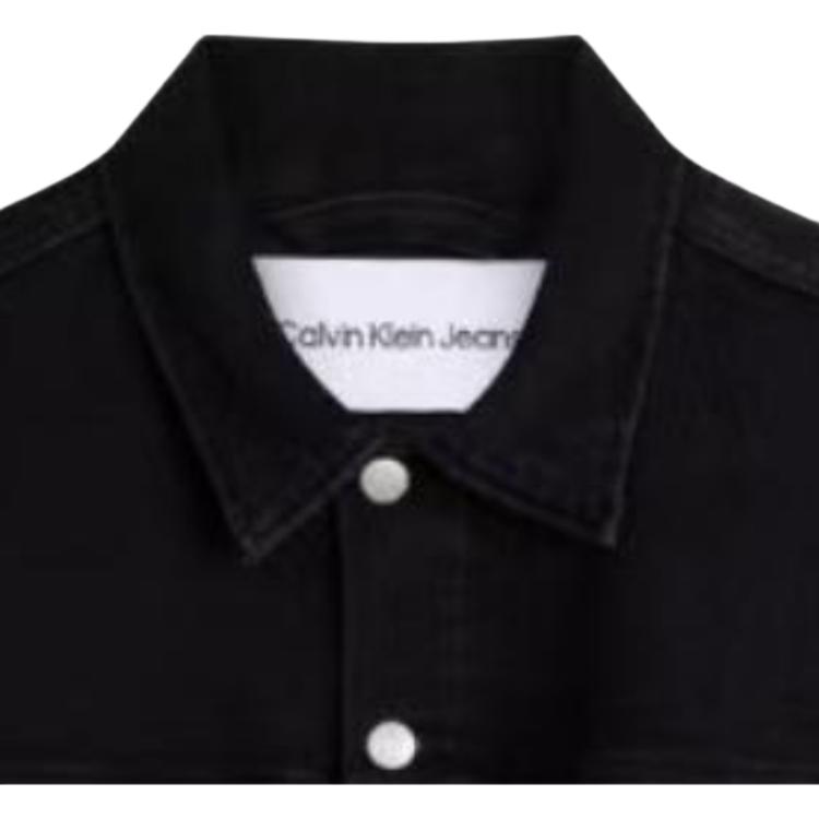 Calvin Klein Minimalist Comfortable Versatile Casual Polo Collar Long Sleeve Denim Jacket Men Jackets Black ZM02946-1BY