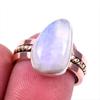 Natural Rainbow Moonstone Gemstone 925 Solid Silver Two Tone Ring Size 7US E3i43