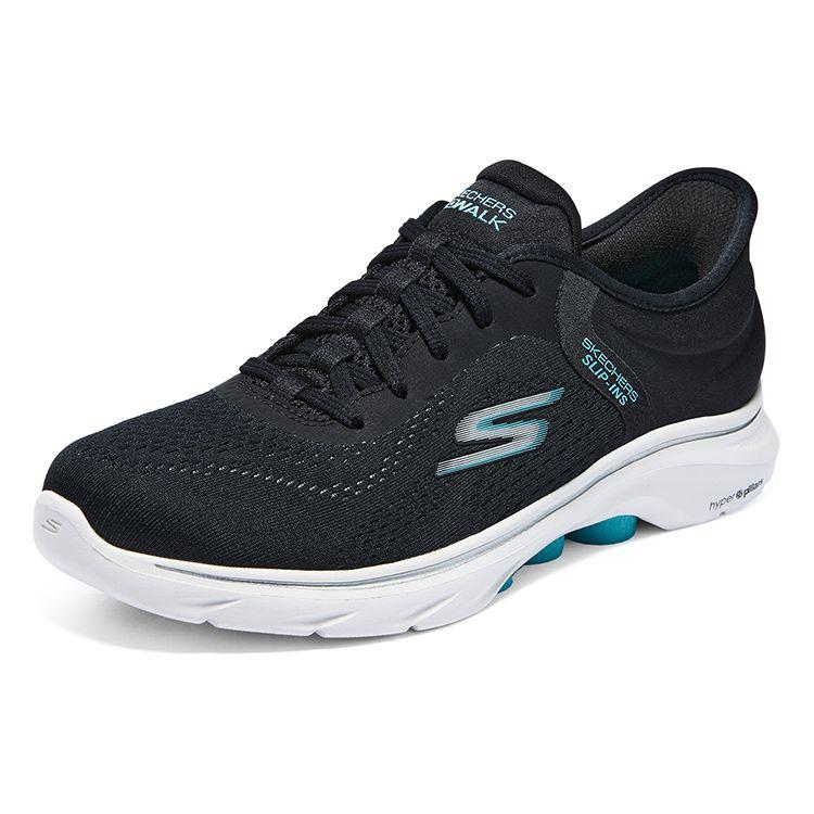 Skechers Go Walk 7 Амортизация Удобная Сетчатая Низкая Посадка Повседневная Беговая Обувь Женская кеды Черный Синий 125233-BKAQ