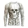 Мужская футболка с длинным рукавом с 3D-принтом в виде черепа, повседневная модная футболка-топ, спортивная футболка, дышащая уличная футболка свободного кроя