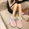 Fashion Women's Down Fabric Cotton Slippers  Winter Plush Warm Comfortable Lightweight Snow Boots Anti Slip Waterproof Casual Shoes