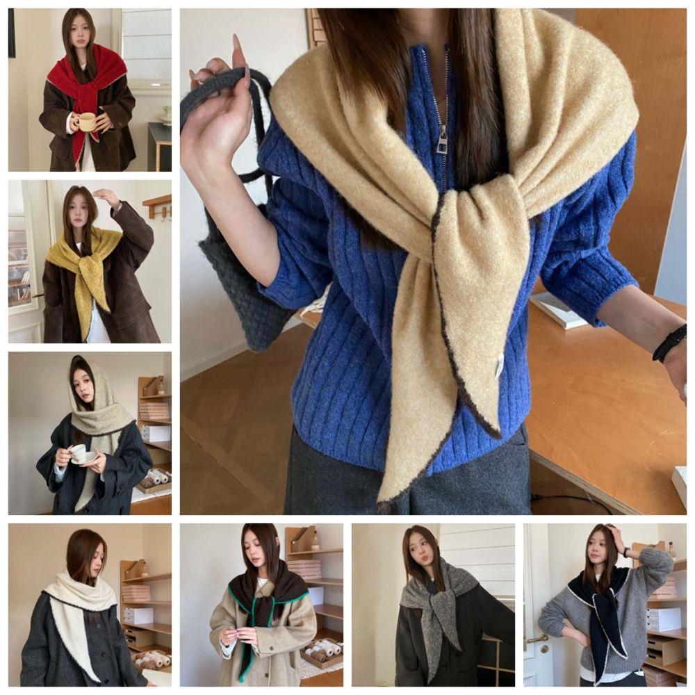 Premium Triangle Scarf Solid Color Winter Scarf Neck Warmer Wool Head Wrap Chilly Days
