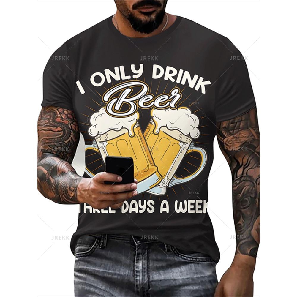 Fashion Men's T-Shirt Funny Beer Festival Graphic Print Men's and Women's Tees Top Summer Street Short Sleeve Casual Outdoor Men's Clothing