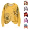 Long Sleeve Pullover Sweaters For Women O Neck Casual Cute Printing Knit Oversized Sweater