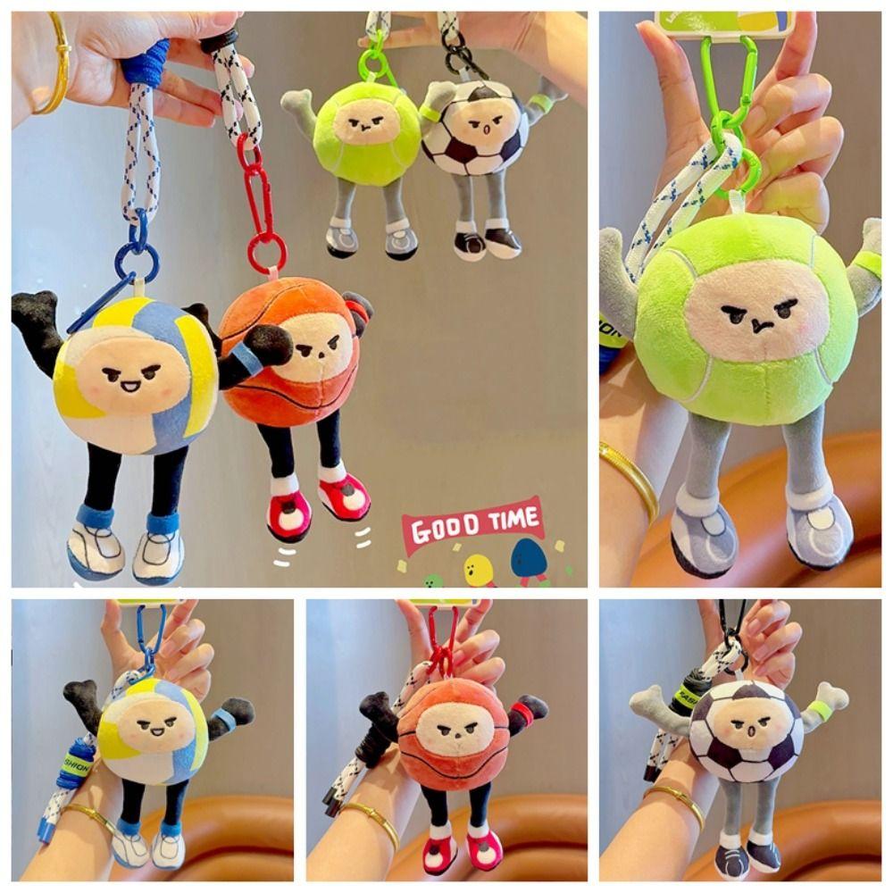 Basketball Baseball Basketball Plush Toy Keychain Football Plush Key Ring Female Lady Girl