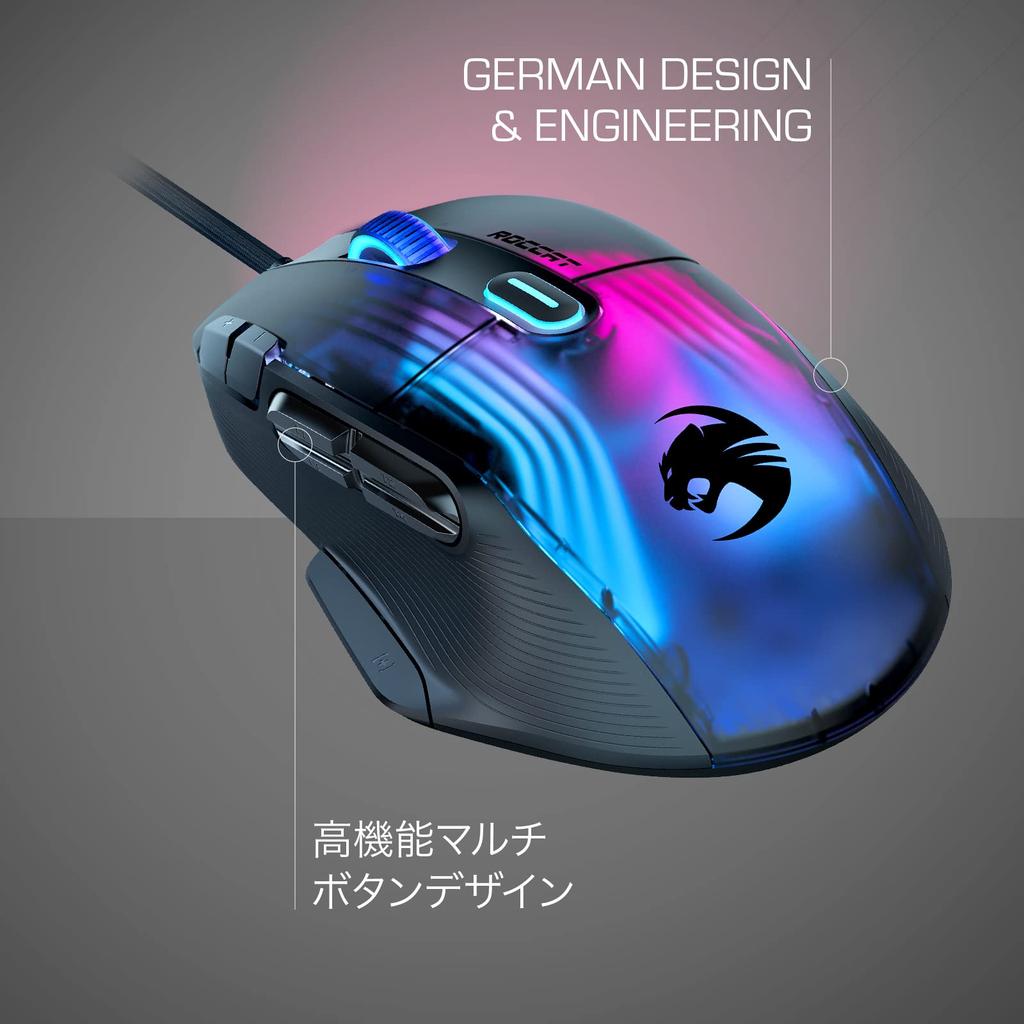 ROCCAT Gaming Mouse Kone XP Wired German Design Authorized Distributor Black/Black Optical/19K/Optical Switch/Multi-Button/104g/4D