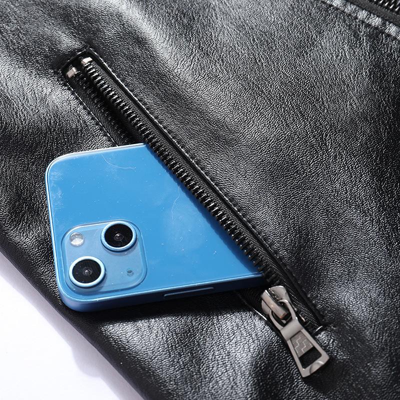 Тонкий мужской кожаный костюм осень и зима новый кожаная куртка для среднего возраста и молодежи повседневная деловая кожаная куртка с лацканами