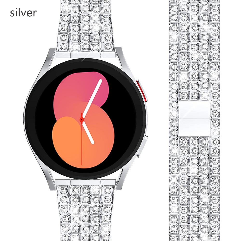 Металлический ремешок 20 мм/22 мм для Samsung Galaxy Watch 7 6 5 4 FE 40 44 мм 3/Gear S3/S4/S2, браслет из нержавеющей стали с бриллиантами для Huawei Watch 3 Pro/gt/Gt2/2e/pro