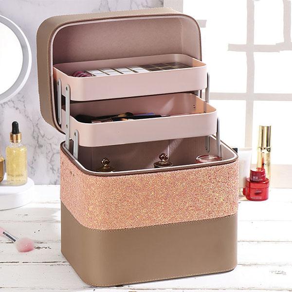 WTEMPO Женская косметичка большой вместимости, многофункциональная косметичка с цветовым соответствием, портативная большая косметичка