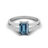 7X5MM Octagon London Blue Topaz Gemstone 925 Sterling Silver Solitaire Split Shank Women Wedding Ring