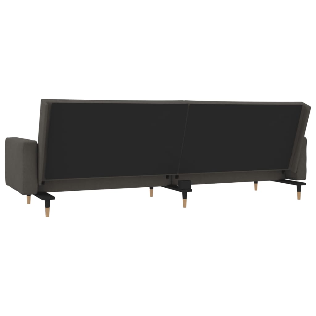 2 Seater Sofa Bed with 2 Pillows Dark Gray Velvet