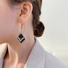 Серьги геометрической формы с бриллиантами в форме квадрата, атмосферные серьги с двойным прямоугольником и преувеличенным темпераментным дизайном