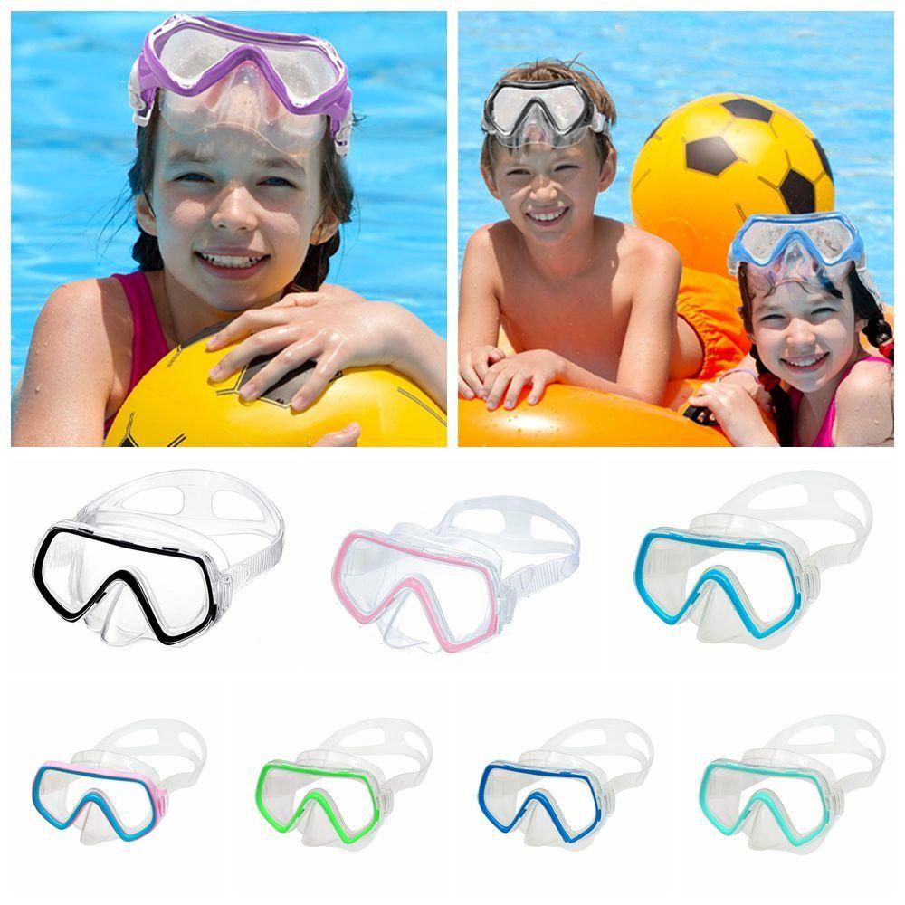 PC Glass Kids Swim Goggles with Nose Cover Snorkel Swimming Goggles Child Diving Mask  3-8Year Olds