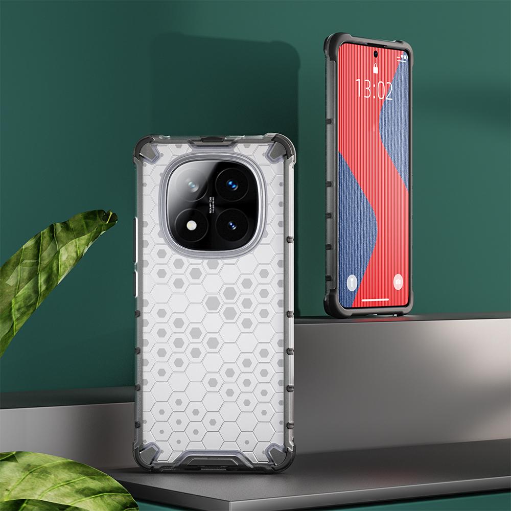 KEYSION Shockproof Armor Case for Redmi Note 14 Pro 5G 14 Pro+ Silicone+PC Transparent Honeycomb Phone Cover for Xiaomi POCO X7