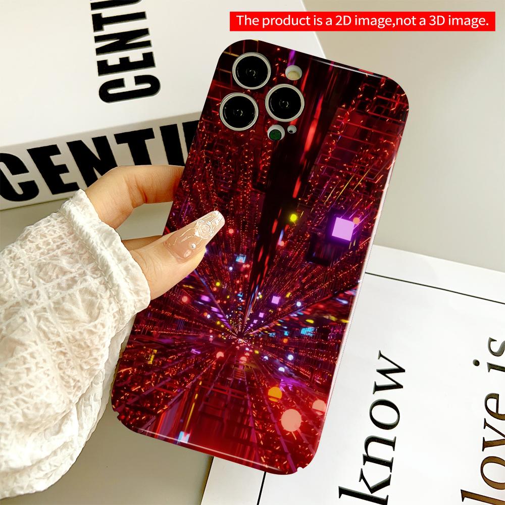 2DFlat Neon Grid Cityscape Phone Case All inclusive film hard phone case, compatible with iPhone 18 Pro Max 17 16 15 14 13 12 11