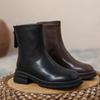 2025 Women's Boots HotSale French Style Zipper Elastic Boots Vintage Autumn RoundToe Short Barrel Chunky Heels Shoes Botas Mujer