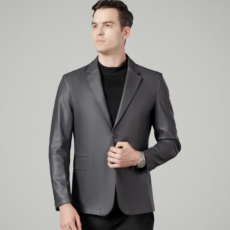 New Men's Leather Suit Sheepskin Suit Business Casual Leather Jacket Fashion Simple Leather Single Top