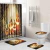 Halloween Shower Curtain Floor Mat Combination Four-Piece Set Bathroom Toilet Carpet Shower Room Foot Mat