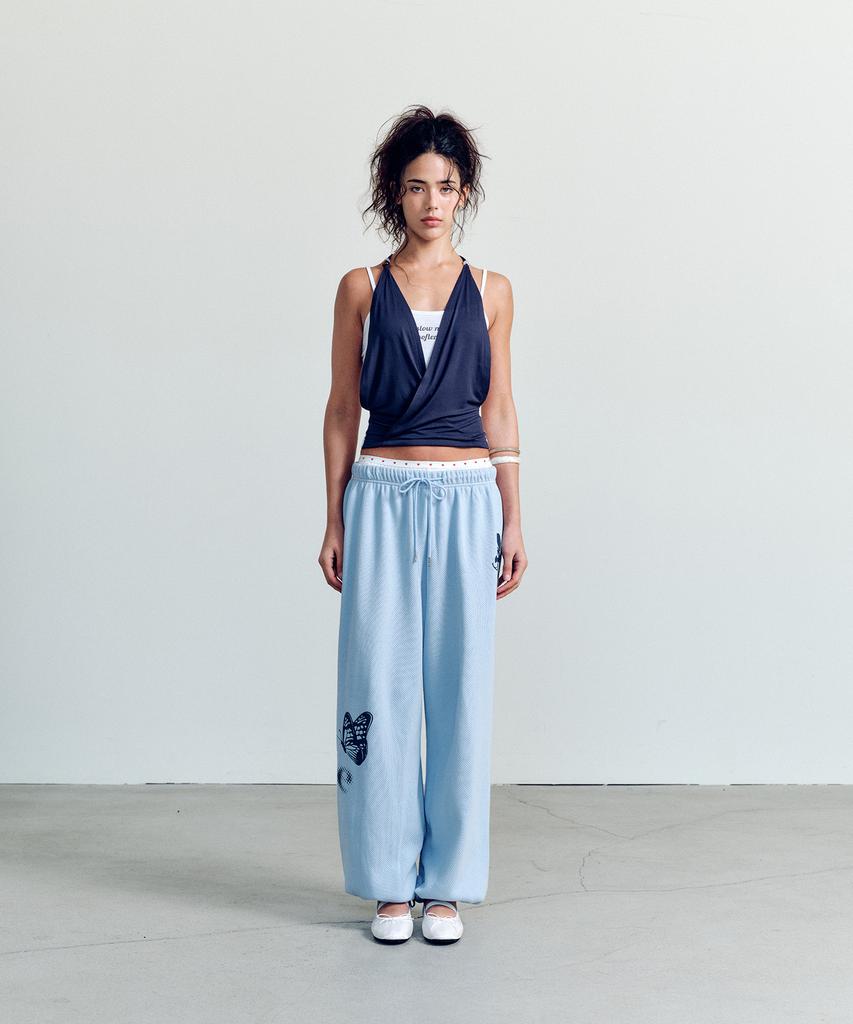 ASIF CALIE Spring Graphic Wide Pants Skyblue