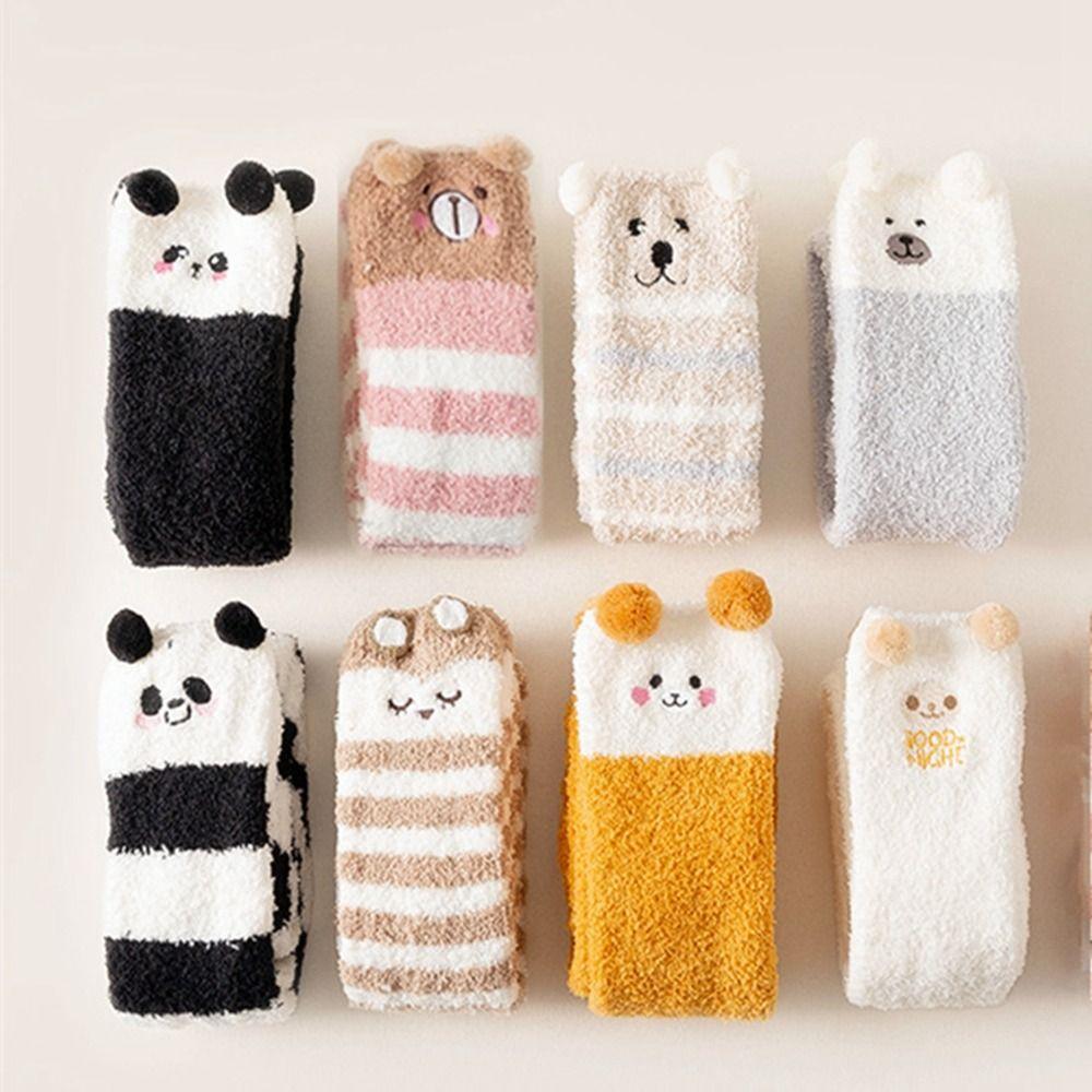 Носки до колена с моделированием дизайна животных 3D Пушистые напольные чулки Новый носок из кораллового флиса Женские