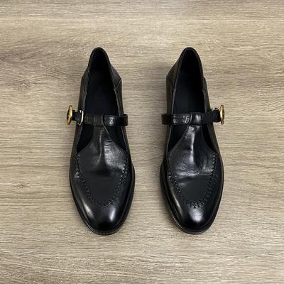 Версия из коровьей кожи~ Весенне-осенние новые замшевые лоферы с Т-образной пряжкой и плоской подошвой, женские туфли Мэри Джейн во французском стиле для通勤