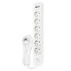 SELDUR G6TH22B Power Strip, 6 Type F Sockets + Switch, USB A+C Fast Charge 20W, White, 2m Cable