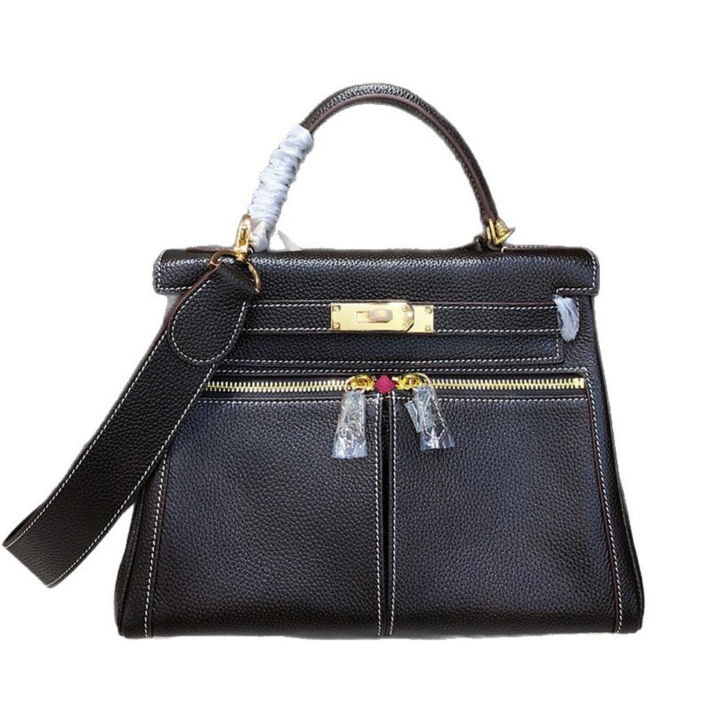 Fubao кожаная лакированная сумка Келли с двойной молнией 28 ручная сумка премиальная кожаная ручная сумка на плечо