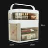 Cosmetics Storage Box with LED Light Dustproof Skincare Products Dresser Table Top with Mirror Lamp Jewelry Shelf