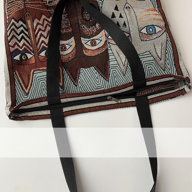 Bohemian Style Printed Bag Large Capacity Portable Mommy Bag Canvas Tote Bag Shoulder Bag