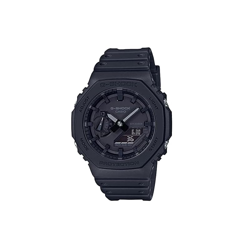 Мужские аналогово-цифровые часы Casio G-Shock GA-2100-1A1 Полностью черные с защитой Core Guard из карбона [Б/У]